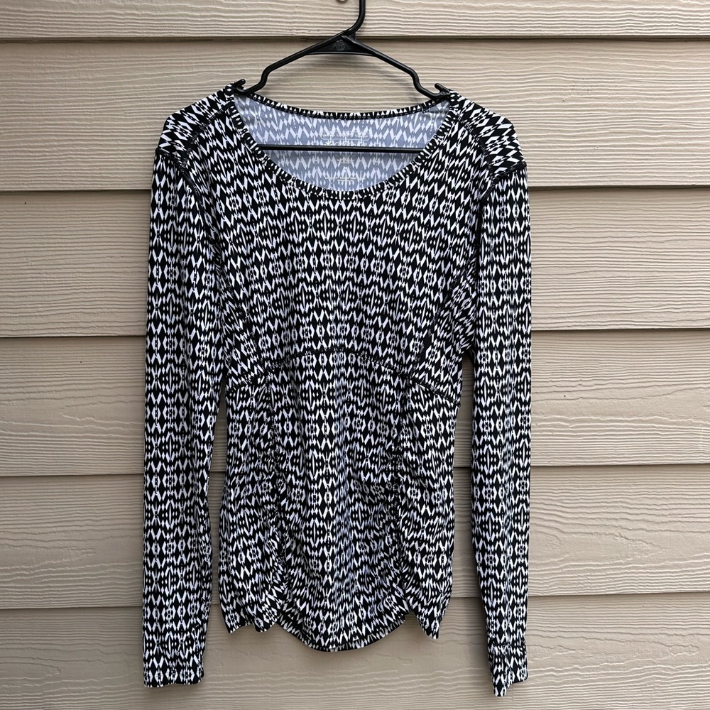 Coolibar Hightide Black/White Swim Shirt Women's Long Sleeve UPF 50 Size M (C10)